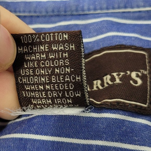 Steve & Barry's Men's Blue & White Striped Long Sleeve Button Up Cotton Shirt M - Picture 7 of 10